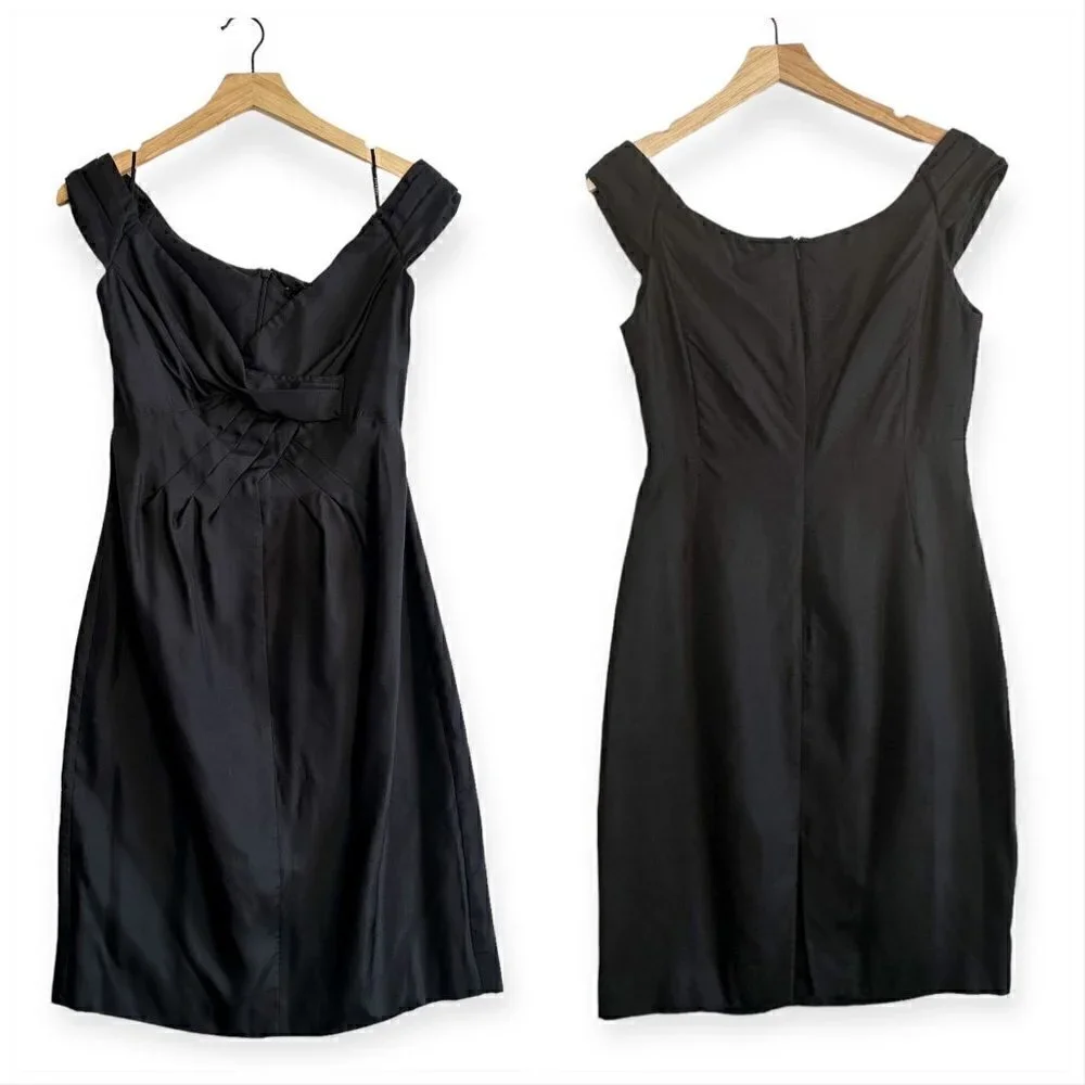 New with Tags,‎ Black Halo Silk Sleeveless Pleated Sheath Dress, Size 8, Black - Picture 15 of 15